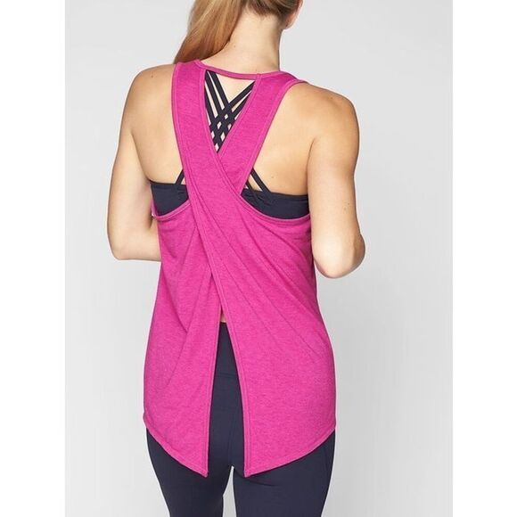 Athleta ESSENCE TIE BACK TANK Electric Fuchsia Women’s Size Large‎ - Picture 1 of 7